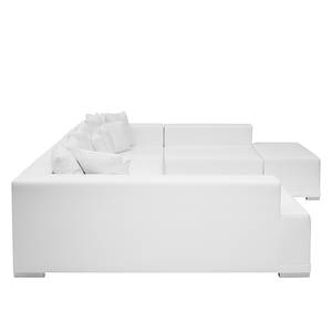 Canapé modulable Neo (avec repose-pieds) Cuir synthétique blanc - Méridienne à gauche