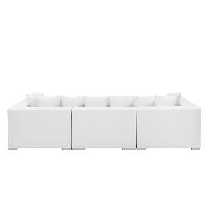 Canapé modulable Neo (avec repose-pieds) Cuir synthétique blanc - Méridienne à gauche