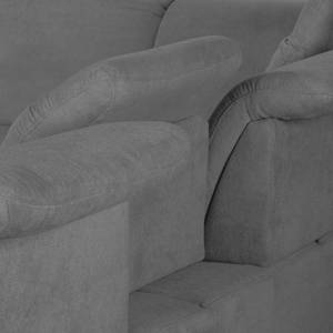 Hoekbank Palmerston geweven stof - Donkergrijs - Longchair vooraanzicht rechts/Ottomaan links