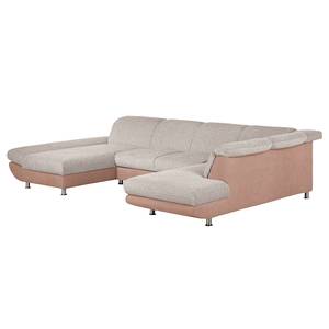 Hoekbank Rebeka microvezel/structuurstof longchair vooraanzicht rechts - Camel/beige