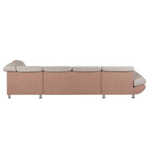 Hoekbank Rebeka microvezel/structuurstof longchair vooraanzicht rechts - Camel/beige