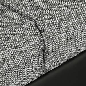 Canapé panoramique Rebeka Tissu structuré / Imitation cuir - Noir / Gris - Méridienne courte à gauche / longue à droite (vue de face) - Fonction relaxation