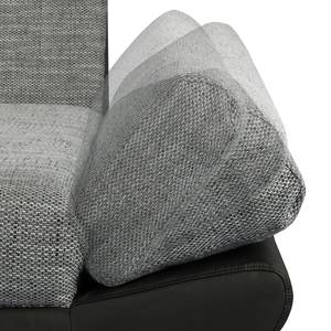 Canapé panoramique Rebeka Tissu structuré / Imitation cuir - Noir / Gris - Méridienne courte à droite / longue à gauche (vue de face) - Fonction relaxation - Fonction couchage
