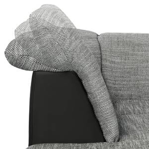 Zithoek Rebeka structuurstof/kunstleer - Zwart/grijs - Longchair vooraanzicht rechts/Ottomaan links - Relaxfunctie - Slaapfunctie