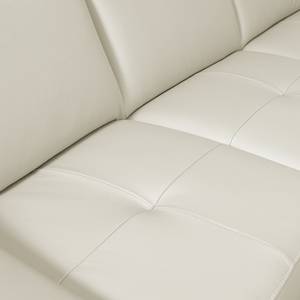 Canapé panoramique Saltia Cuir véritable - Blanc - Méridienne courte à gauche / longue à droite (vue de face) - Fonction couchage - Coffre de lit