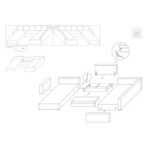 Zithoek Sibenik met slaapfunctie - kunstleer/structuurstof - antracietkleurig - Longchair vooraanzicht links/Ottomaan rechts