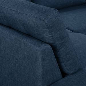 Wohnlandschaft SOLA Webstoff Luba: Jeansblau - Longchair davorstehend links / Ottomane rechts - Mit Schlaffunktion