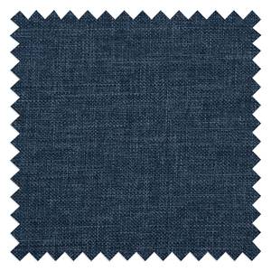 Wohnlandschaft SOLA Webstoff Luba: Jeansblau - Longchair davorstehend links / Ottomane rechts - Mit Schlaffunktion