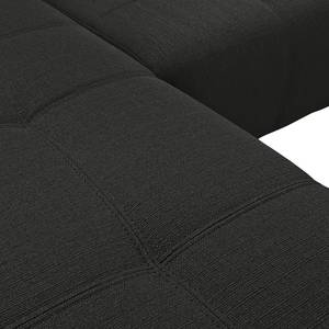 Canapé panoramique Windsor (convertible) Tissu - Noir - Méridienne courte à droite / longue à gauche (vue de face)