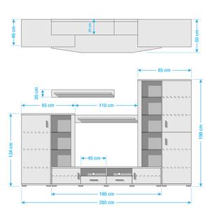 Woonwand Altona (5-delig) inclusief verlichting