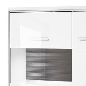 Credenza Kushiro II Bianco lucido/Grigio - Anta in vetro a sinistra