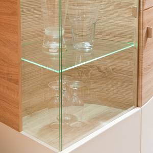 Wandmeubel Carrick (4-delige set) hoogglans wit/grof gezaagde eikenhouten look - Zonder verlichting