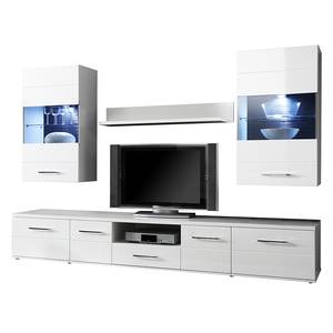 Meuble TV GlossyStar II (6 éléments) Blanc / Blanc brillant