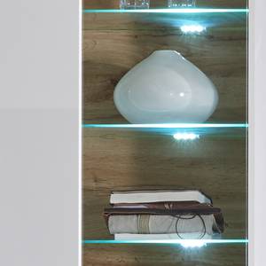 Meuble TV Sibo (4 éléments) Avec éclairage - Blanc brillant / Imitation chêne