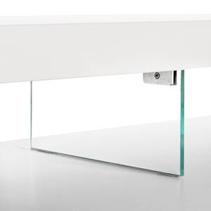 Meuble TV Solano (4 éléments) Noix / Blanc - Porte en verre à gauche - Avec éclairage