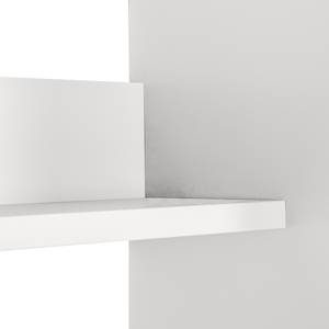 Meuble TV Solano (4 éléments) Chêne noueux / Blanc - Porte en verre à droite - Avec éclairage