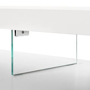 Meuble TV Solano (4 éléments) Noix / Blanc - Porte en verre à droite - Avec éclairage