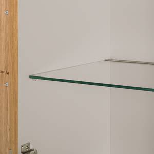Meuble TV Solano (5 éléments) Chêne noueux / Gris platine - Porte en verre à gauche - Avec éclairage