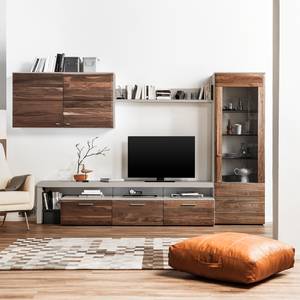 Tv-meubel Solano II Notenboomhout/platina bruin - Glazendeur rechts - Zonder verlichting