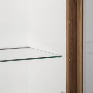 Meuble TV Solano (5 éléments) Noix / Blanc - Porte en verre à droite - Avec éclairage