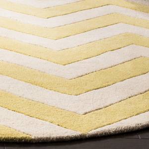 Tapis en laine Zurich Laine - Jaune / Blanc - Diamètre : 152 cm