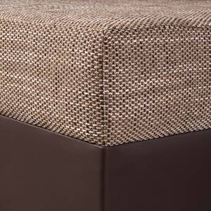 Ecksofa Venus Kunstleder Dunkel- Braun/Webstoff Braun Ottomane davorstehend links - Kunstleder Dunkel- Braun/Webstoff Braun - Ottomane davorstehend links - Mit Hocker