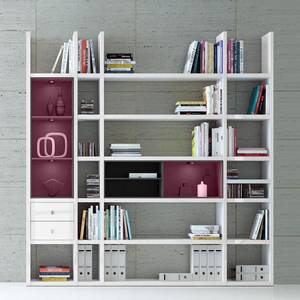 Etagère XL Emporior lII.A Blanc / Noir - Blanc brillant / Noir - Avec éclairage