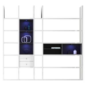 Etagère XL Emporior lII.B Blanc / Noir - Blanc brillant / Noir - Avec éclairage