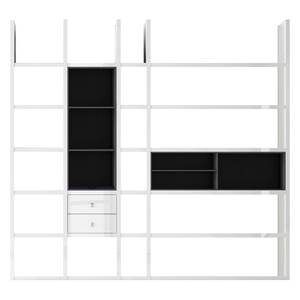 Etagère XL Emporior lII.B Blanc / Noir - Blanc brillant / Noir - Sans éclairage