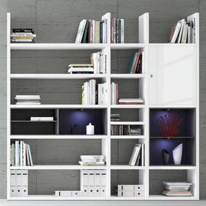 Etagère XL Emporior lV Blanc / Noir - Blanc brillant / Noir - Avec éclairage