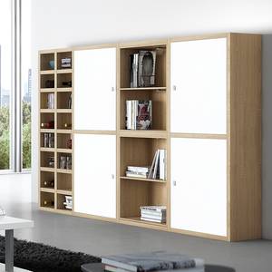 XL-wandmeubel Emporior IX.A inclusief verlichting - Wit/eikenhouten look