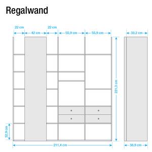 XL Regalwand Emporior VII Hochglanz Weiß - Ohne Beleuchtung