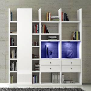 Etagère XL Emporior VII Blanc - Blanc brillant - Avec éclairage