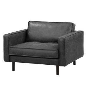 Fauteuil XL FORT DODGE Aspect cuir vieilli - Microfibre Yaka: Noir