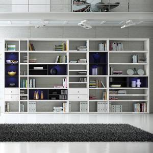 Etagère XXL Emporior l.A Blanc / Noir - Blanc brillant / Noir - Avec éclairage