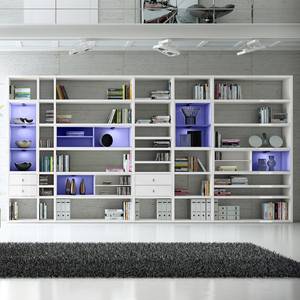 Etagère XXL Emporior l.A Blanc - Blanc brillant / Blanc mat - Avec éclairage