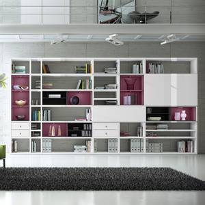 Etagère XXL Emporior I.B Blanc brillant / noir - Avec éclairage