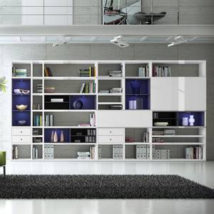 Etagère XXL Emporior I.B Blanc brillant / noir - Avec éclairage