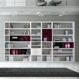 Etagère XXL Emporior II Blanc / Noir - Blanc brillant / Noir - Avec éclairage