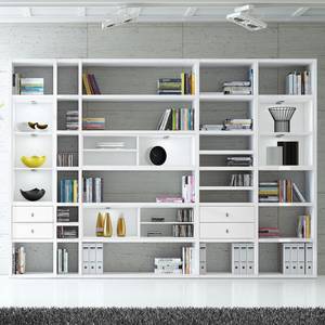 Etagère XXL Emporior II Blanc - Blanc brillant / Blanc - Avec éclairage