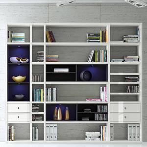 Etagère XXL Emporior IV.A Blanc / Noir - Blanc brillant / Noir - Avec éclairage