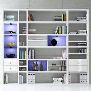 Etagère XXL Emporior IV.A Blanc - Blanc brillant / Blanc - Avec éclairage