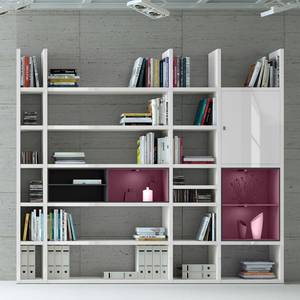 Etagère XXL Emporior IV.B Blanc / Noir - Blanc brillant / Noir - Avec éclairage