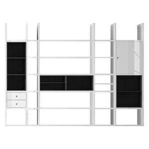 Etagère XXL Emporior VI Blanc / Noir - Blanc brillant / Noir - Sans éclairage