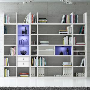 Etagère XXL Emporior VII Blanc - Blanc brillant / Blanc - Avec éclairage