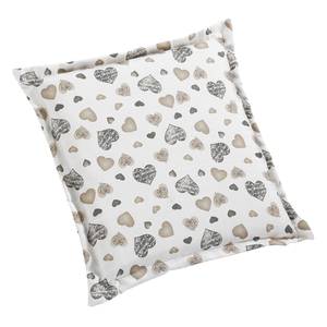 Coussin Happy-Line I Coton - Blanc / Beige