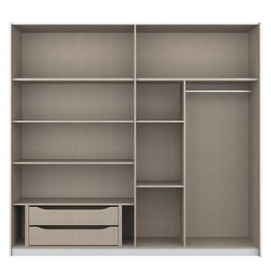 Schwebetürenschrank KiYDOO I Hochglanz Weiß / Eiche Stirling Dekor - 226 x 210 cm - Comfort