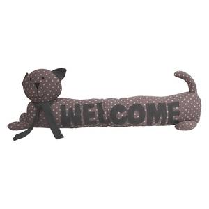 Bas de porte forme chien Welcome Mauve - Textile - 80 x 23 x 10 cm