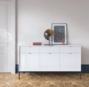 Vellore Sideboard 3-türig Weiß - Holzwerkstoff - Metall