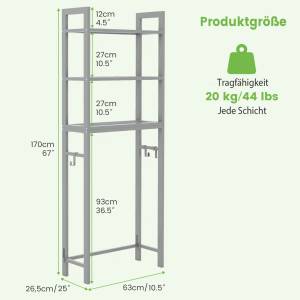 Toilettenregal JV10981 Grau